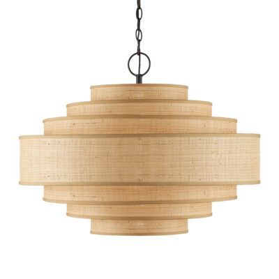 Kilbourne Hamptons Tiered Grasscloth Chandelier Natural Black