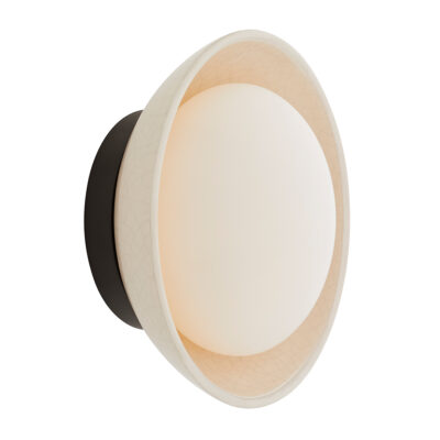 Kilnstone Half Dome Wall Light Ivory Crackle And Blackened Steel