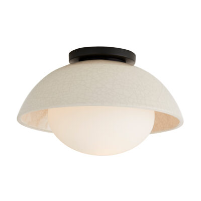 Kilnstone Hamptons Ceiling Flush Ivory Crackle And Blackened Steel