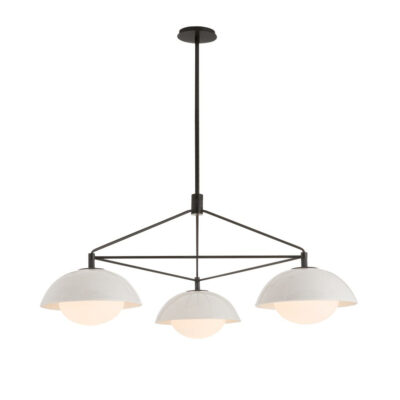 Kilnstone Hamptons Three Light Chandelier Ivory Crackle & Blackened Steel