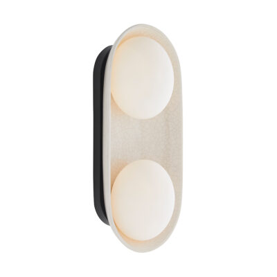 Kilnstone Retro Modern Ceramic Wall Light Ivory Crackle Glaze