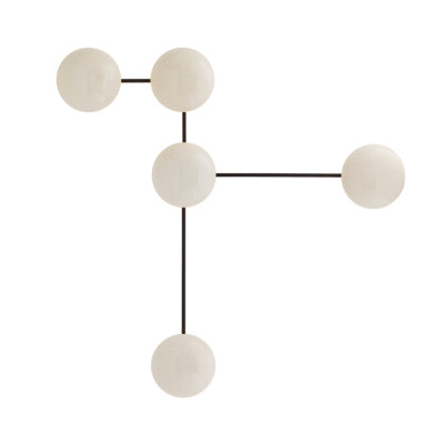 Kilnstone Retro Modern Five-Globe Wall Light Ivory Crackle And Blackened Steel