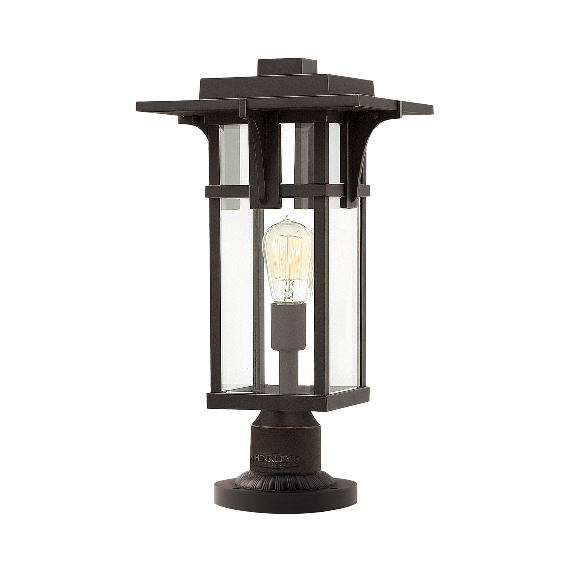 Kingsbury Row Transitional Outdoor Pedestal Lantern Oil Rubbed Bronze