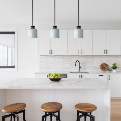 Kingscastle Hamptons Canister Pendant Black and Pale Blue — in situ view