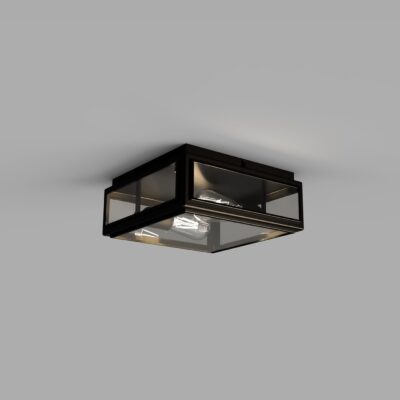 Kingscote Industrial Box Outdoor Ceiling Light Old Bronze