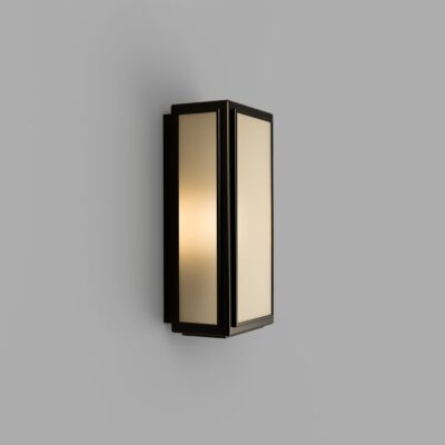 Kingscote Industrial Rectangular Wall Light Old Bronze Frosted Glass