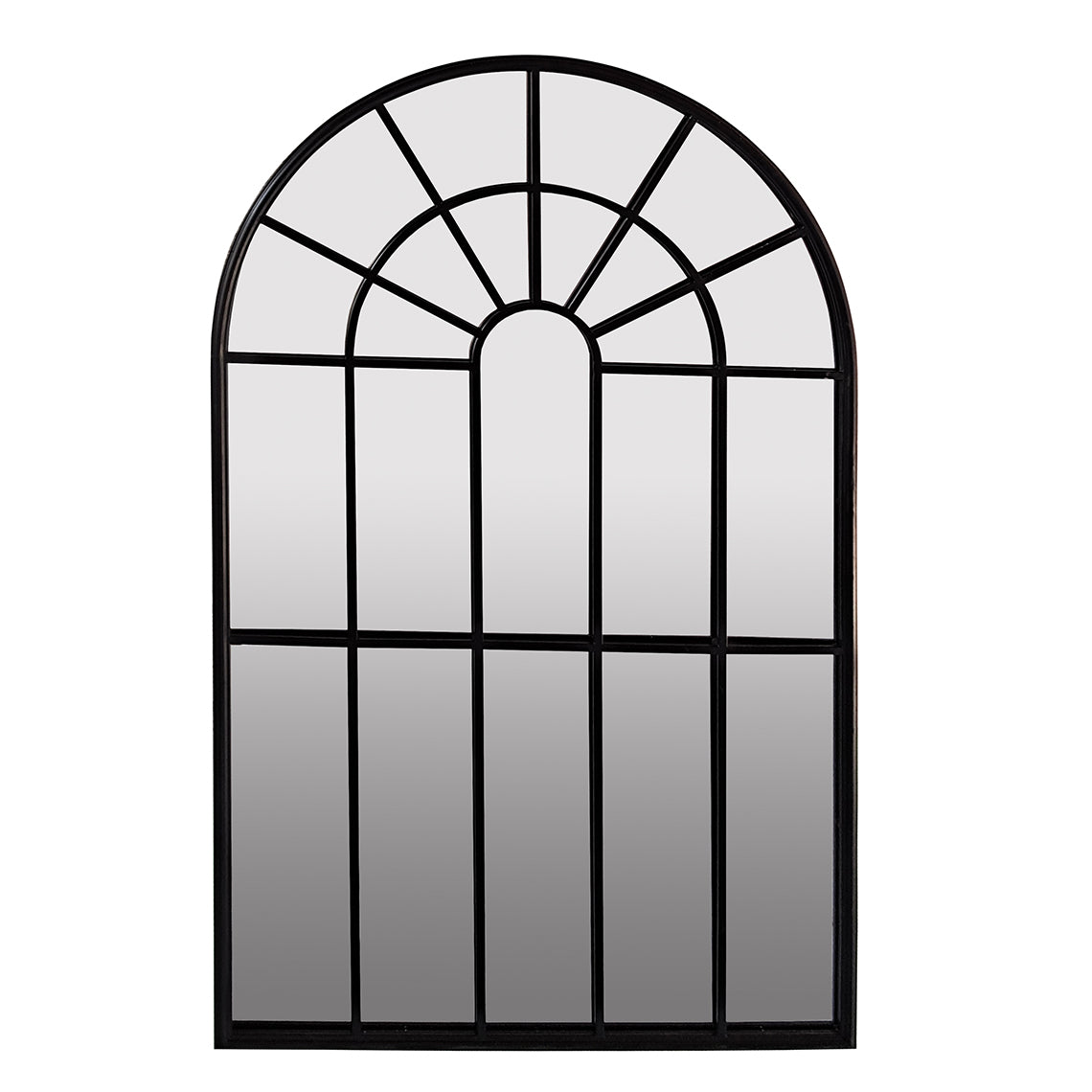 Kingsleigh Arch French Provincial Windowpane Mirror Black