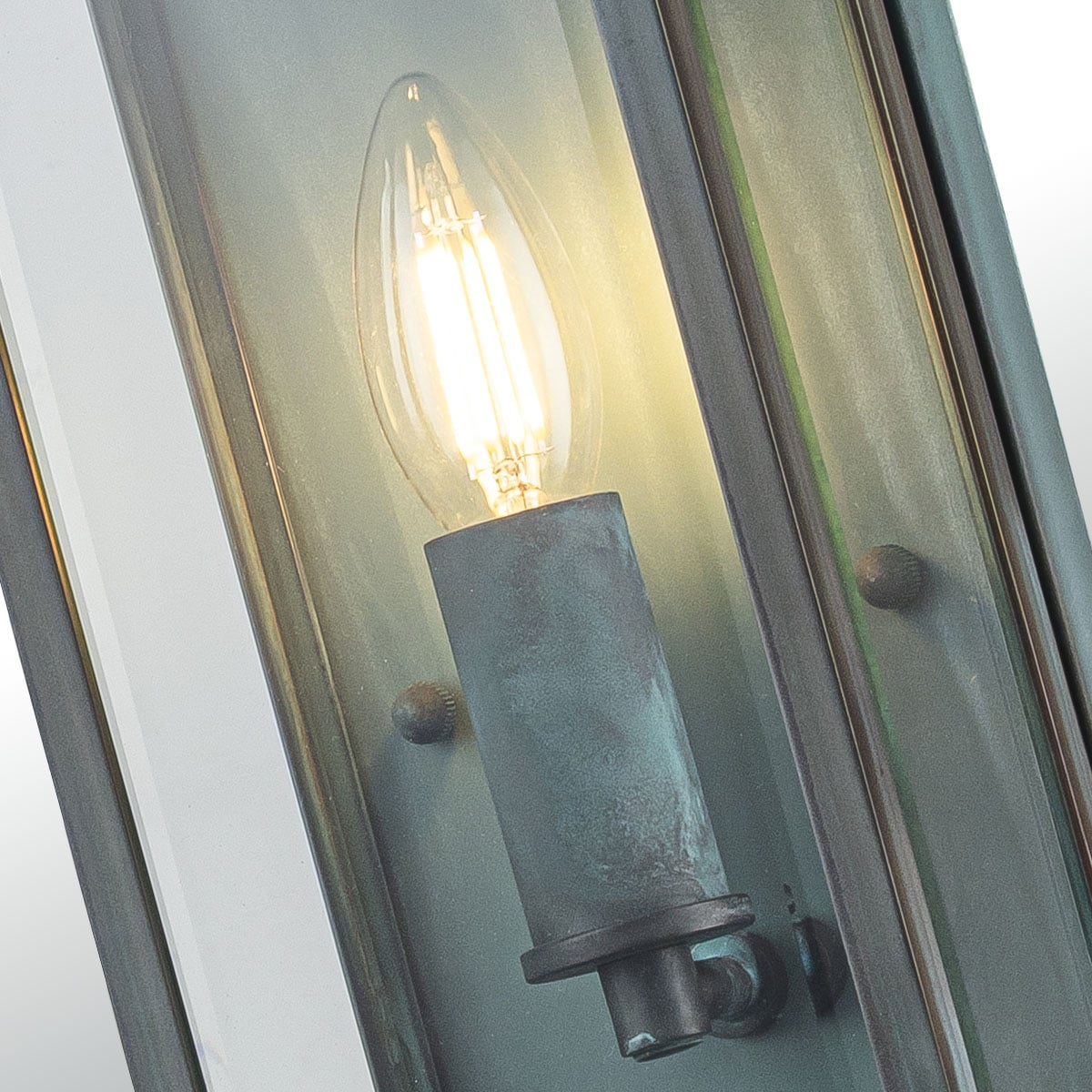 Kingsley Half Georgian Half Lantern Outdoor Wall Light Verdigris Kingsley Half Georgian Half Lantern Outdoor Wall Light Verdigris — detail view