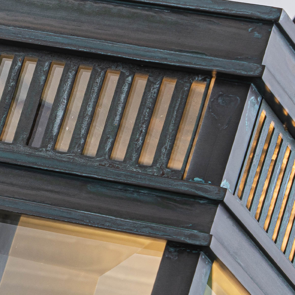 Kingsley Half Traditional Outdoor Ceiling Flush Verdigris Kingsley Half Traditional Outdoor Ceiling Flush Verdigris — detail view