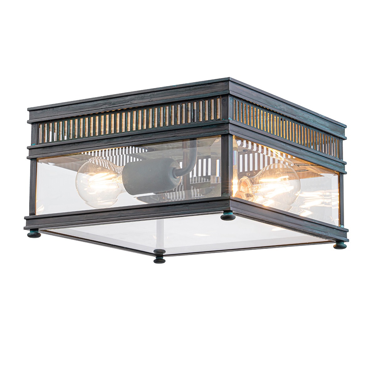 Kingsley Half Traditional Outdoor Ceiling Flush Verdigris