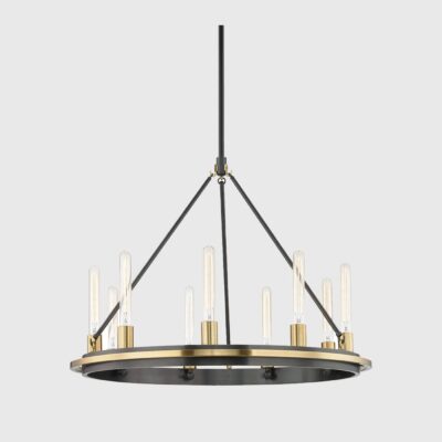 Kingsley Hall Industrial Wagon Wheel Pendant Light Aged Old Bronze