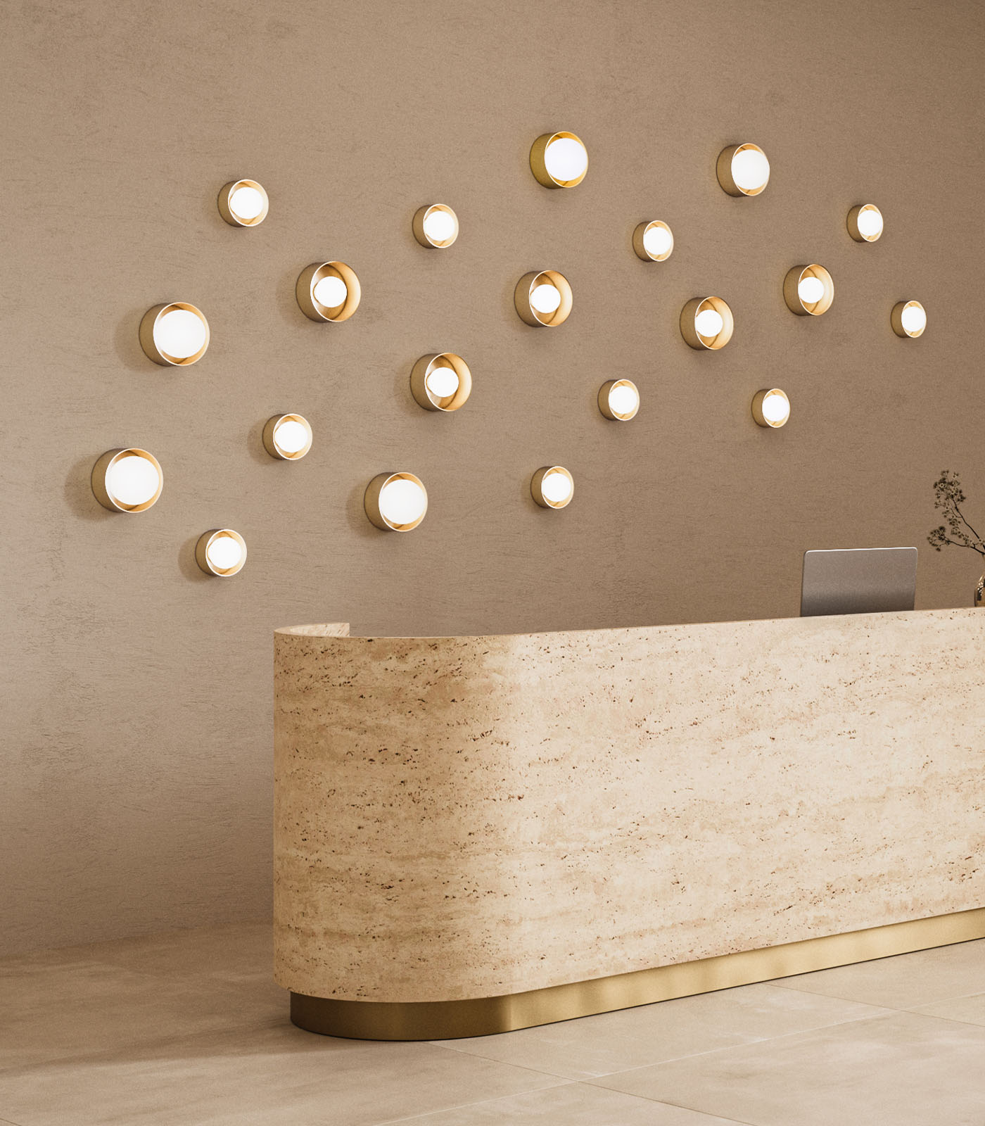 Kingsley Round Contemporary Curved Wall Light White Kingsley Round Contemporary Curved Wall Light White — in situ view
