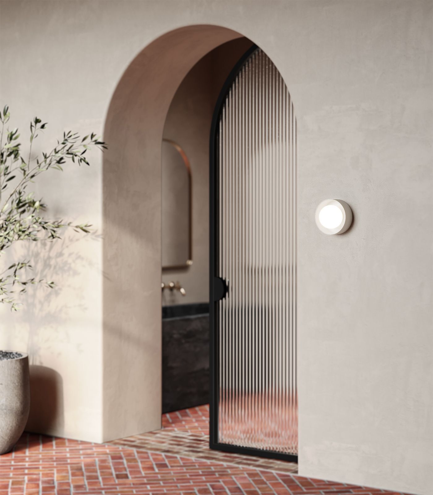 Kingsley Round Contemporary Curved Wall Light White Kingsley Round Contemporary Curved Wall Light White — in situ view