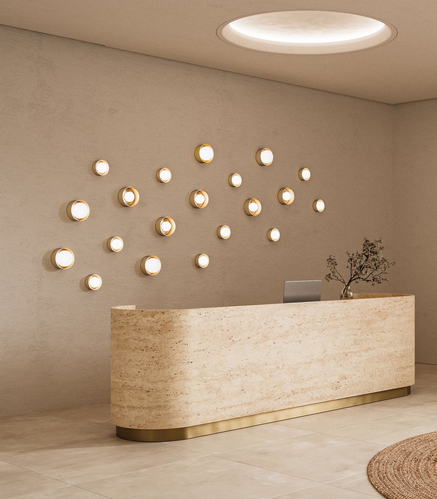 Kingsley Round Contemporary Curved Wall Light White Kingsley Round Contemporary Curved Wall Light White — in situ view