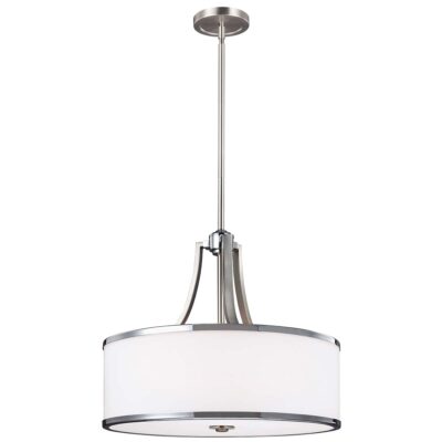 Kingsmarch Uplight Drum Pendant Satin Nickel with Chrome