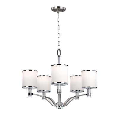 Kingsmarch Uplight Hamptons 5 Light Chandelier Satin Nickel with Chrome
