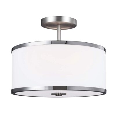Kingsmarch Uplight Semi-Flush Ceiling Light Satin Nickel with Chrome