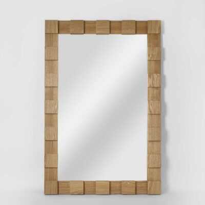 Kingsmere Stone Heritage Oak Block Frame Wall Mirror