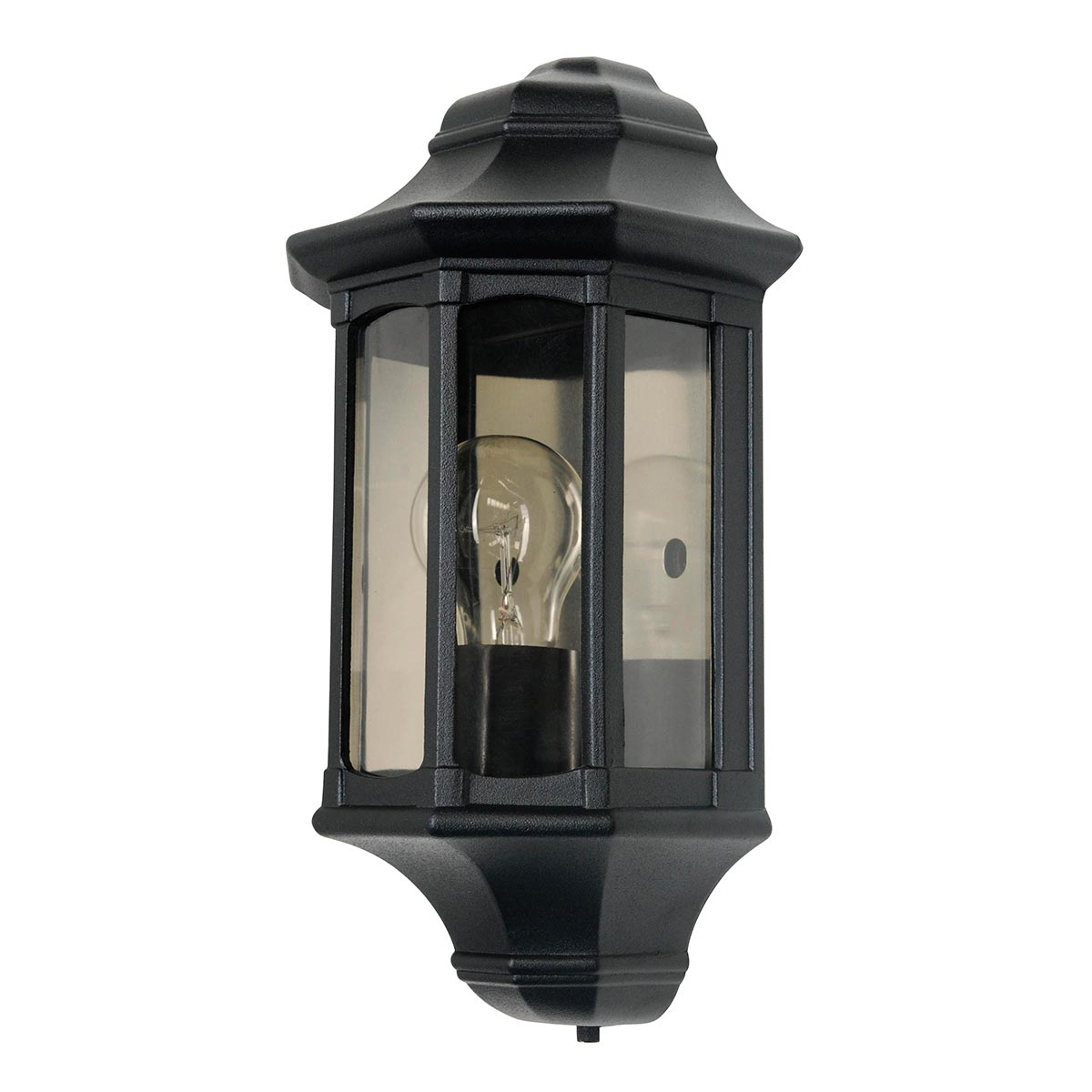 Kingsmill Traditional Half Lantern Outdoor Wall Light Black