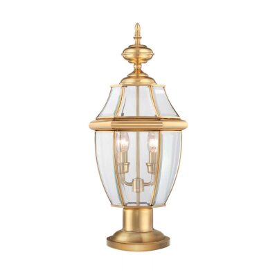 Kingsmill Traditional Outdoor Pedestal Lantern Polished Brass