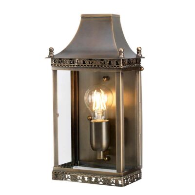 Kingswell Verdigris Traditional Outdoor Wall Lantern Aged Brass