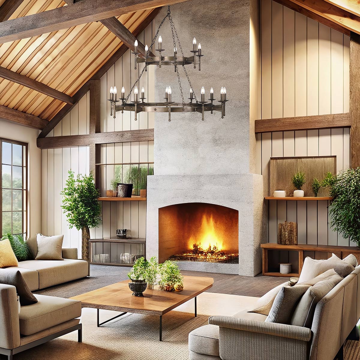 Kingswood Manor Country Two Tier Chandelier Old Bronze Kingswood Manor Country Two Tier Chandelier Old Bronze — in situ view