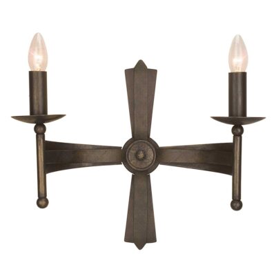Kingswood Manor Medieval Style Twin Wall Light Old Bronze
