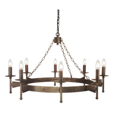 Kingswood Manor Medieval Wagon Wheel Chandelier Old Bronze