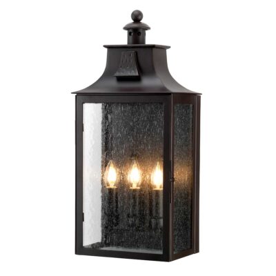 Kirkstall Traditional Three Light Outdoor Wall Lantern Old Bronze