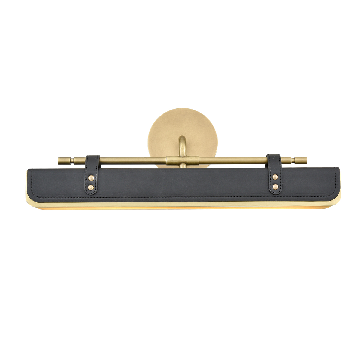 Kirrawee Gate Retro Modern Wall Light in Vintage Brass and Tuxedo Leather