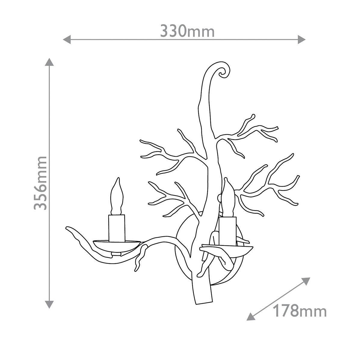 Kirrawee Park Artistic Branch Wall Light Old Iron Kirrawee Park Artistic Branch Wall Light Old Iron