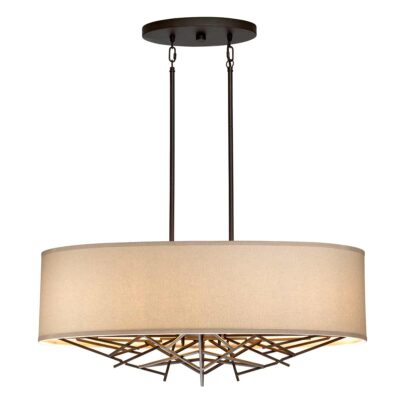 Kyoto Grove Contemporary Oval Drum Pendant Chandelier Olde Bronze
