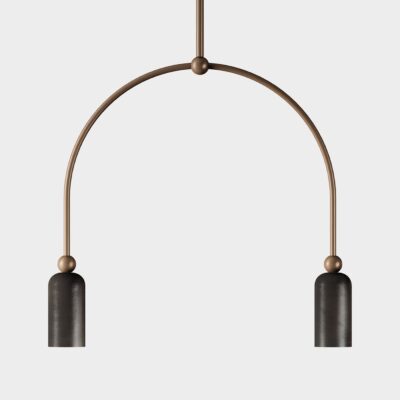 Lady Marchmont Contemporary Arched Double Pendant Light Morocco Grafene Natural Brass