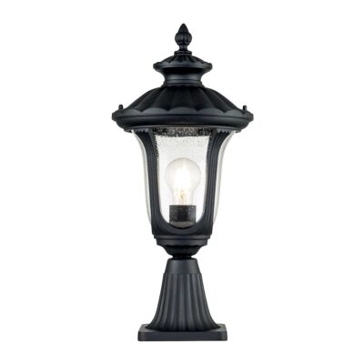 Lakemoor Traditional Outdoor Pedestal Lantern Textured Black