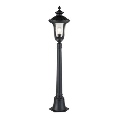 Lakemoor Traditional Outdoor Pillar Lantern Textured Black