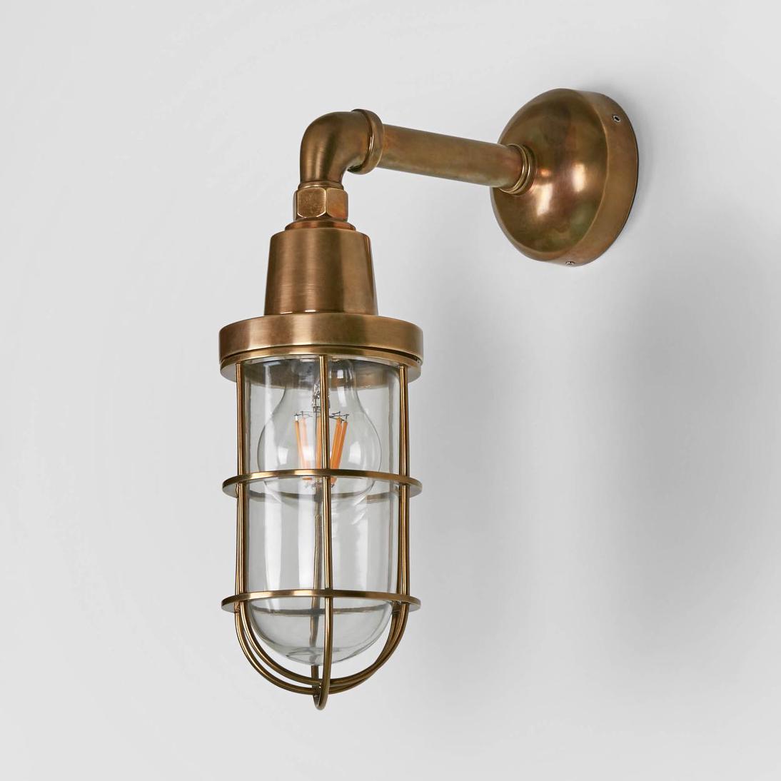 Lancetown Nautical Caged Outdoor Wall Light Antique Brass Lancetown Nautical Caged Outdoor Wall Light Antique Brass