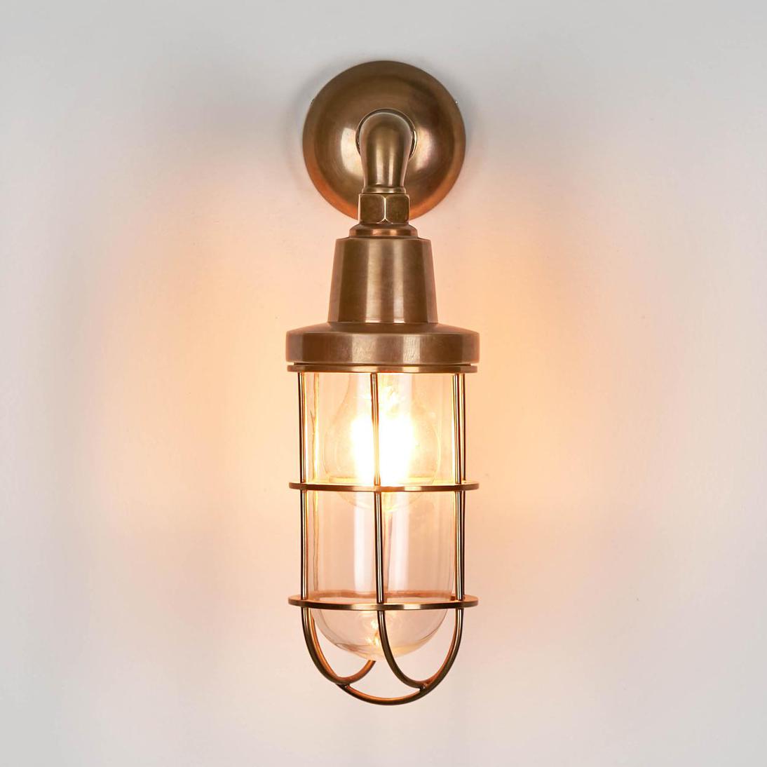 Lancetown Nautical Caged Outdoor Wall Light Antique Brass Lancetown Nautical Caged Outdoor Wall Light Antique Brass