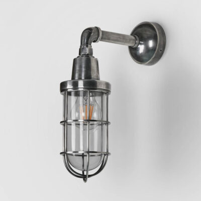 Lancetown Nautical Caged Wall Light Antique Silver