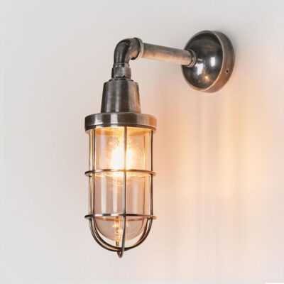 Lancetown Nautical Caged Wall Light Antique Silver