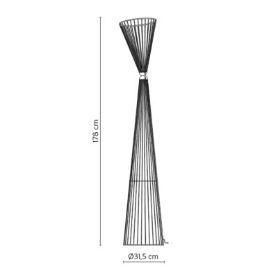 Landmark Grove Contemporary Wire Cage Floor Lamp Matte Black