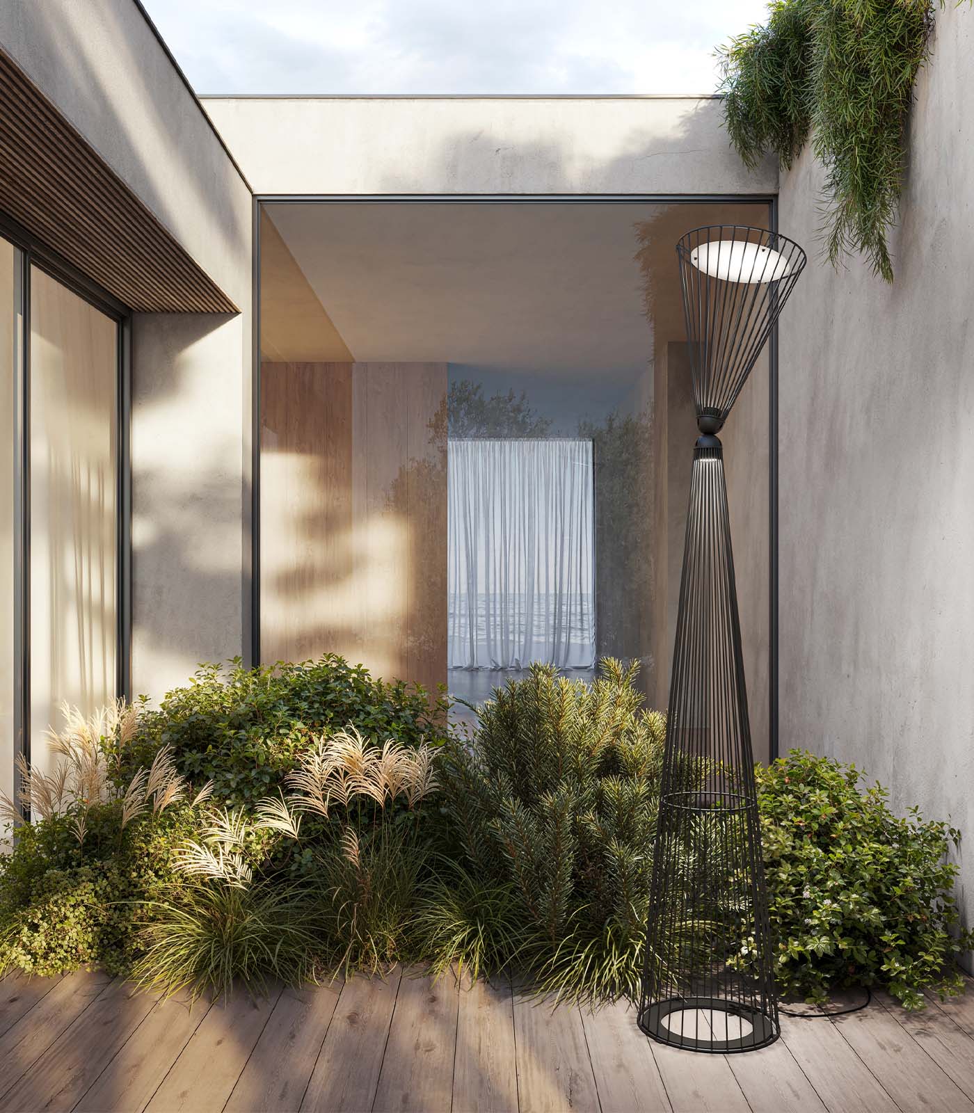 Landmark Grove Contemporary Wire Cage Outdoor Floor Lamp Matte Black Landmark Grove Contemporary Wire Cage Outdoor Floor Lamp Matte Black