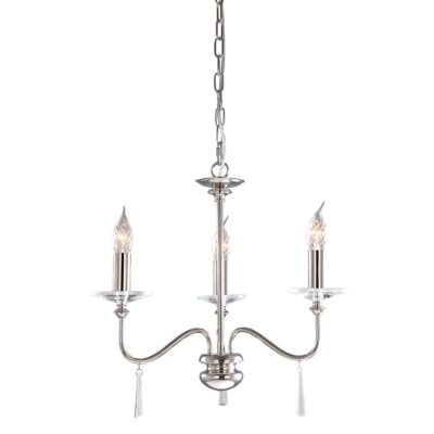 Lanesend Abbey French Provincial 3 Light Chandelier Polished Nickel