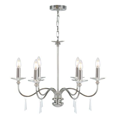 Lanesend Abbey French Provincial 6 Light Chandelier Polished Nickel