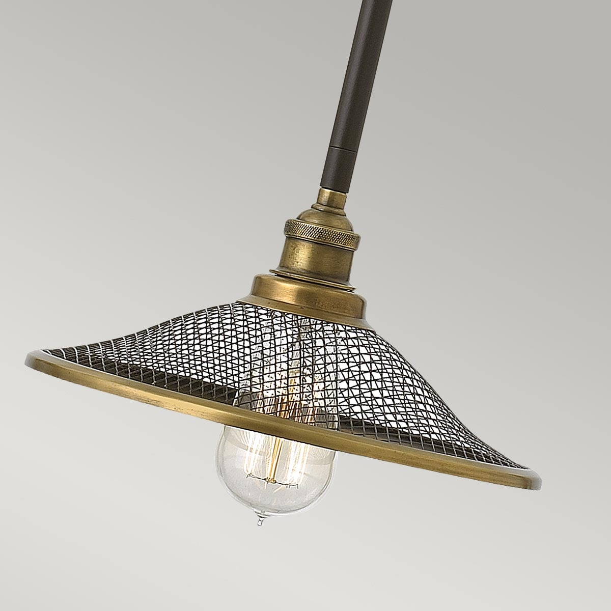 Lanesend Cross Industrial Barn Style Pendant Bronze and Brass Lanesend Cross Industrial Barn Style Pendant Bronze and Brass — detail view