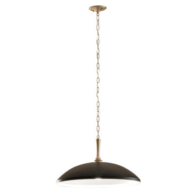 Lansdown Rose Contemporary Dome Pendant Black And Champagne Bronze