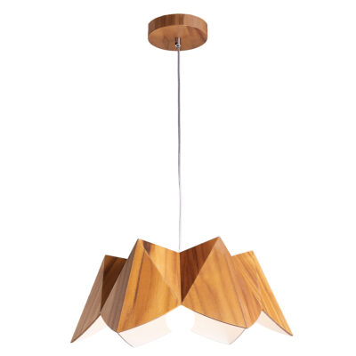 Lantern Grove Contemporary Pendant Light Teak Veneer