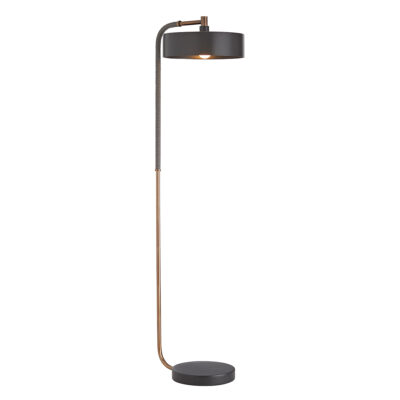 Larchbrook Retro Modern Floor Lamp Heritage Brass and Black Marble