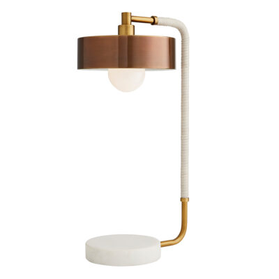 Larchbrook Retro Modern Table Lamp Antique Brass and White Marble