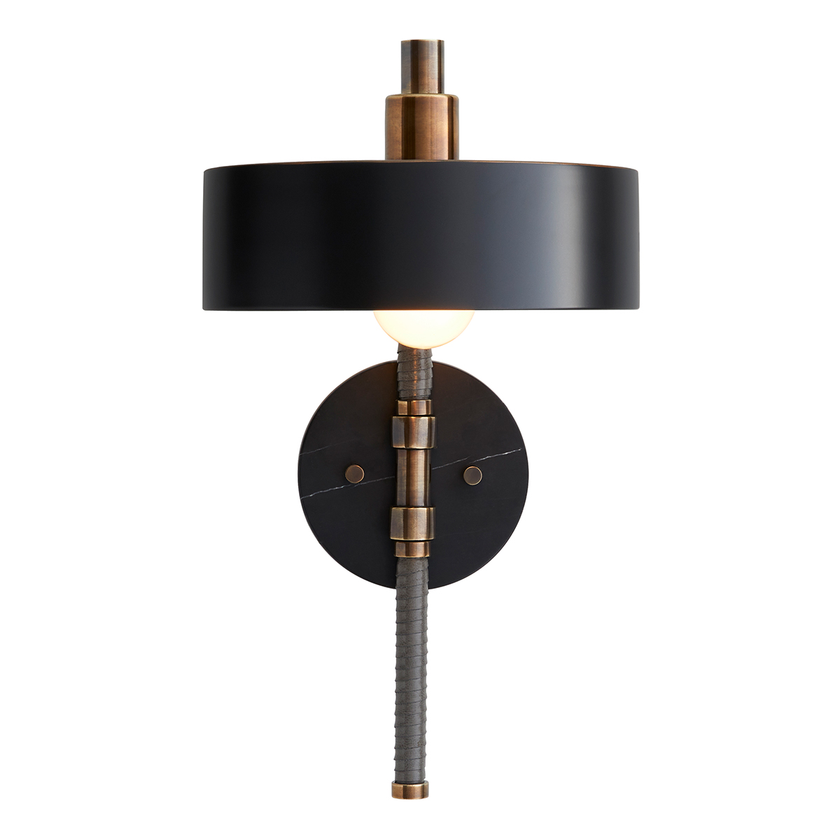 Larchbrook Retro Modern Wall Light in Heritage Brass and Black Larchbrook Retro Modern Wall Light in Heritage Brass and Black
