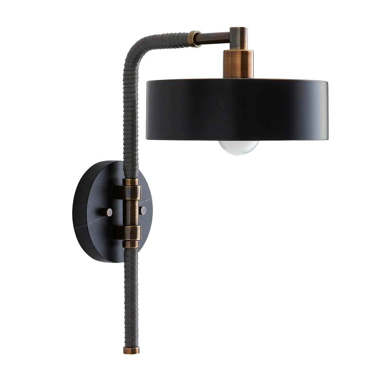 Larchbrook Retro Modern Wall Light in Heritage Brass and Black Larchbrook Retro Modern Wall Light in Heritage Brass and Black
